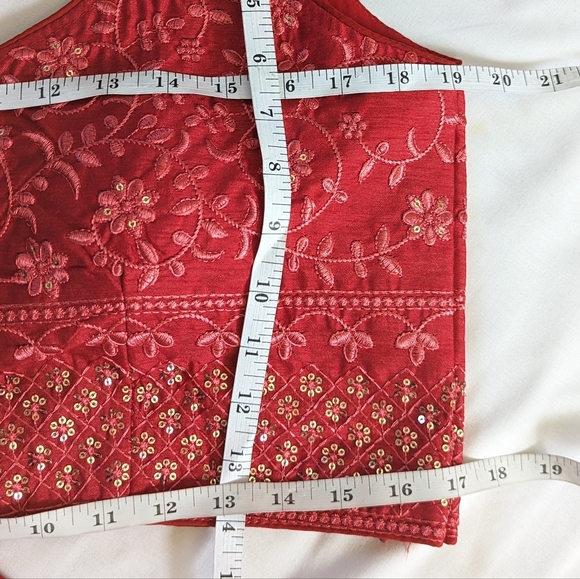 Red stitched Readymade Choli Blouse for lehenga or saree - Picture 4 of 13